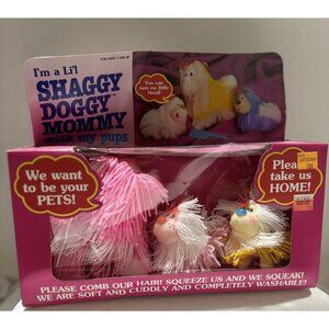 SHAGGY DOGGY MOMMY with my pups 1987 Giocadag Italy puppet mint box set RARE